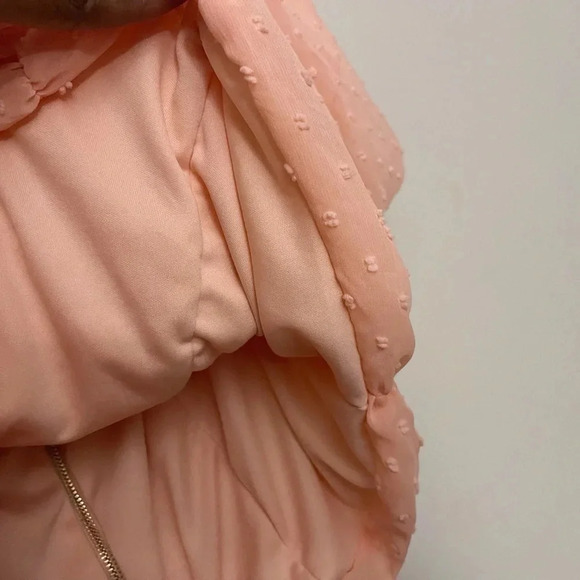 Ashley Stewart curvy peach textured puff sleeve crop top blouse coquette girly - Picture 4 of 4